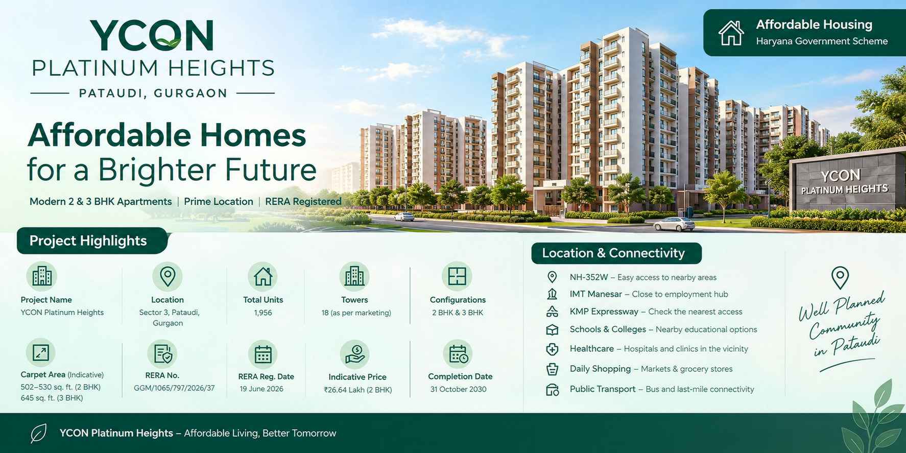 Ycon Platinum Heights Pataudi Gurgaon – Price & Details