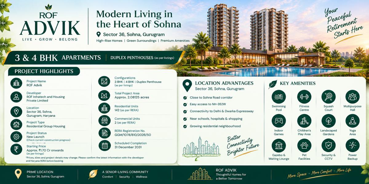 ROF Advik Sohna Sector 36 Gurgaon | Comfort with a New Perspective